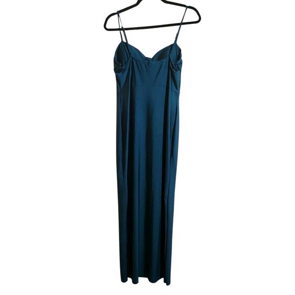 E.L.H. Studio Maxi Dress Women's L Blue Bodycon Stretch Corset Slit Adj Straps - Picture 5 of 10